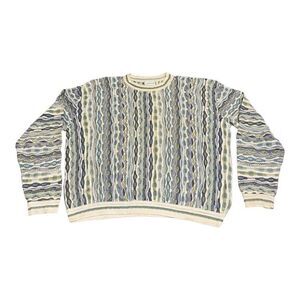 Coogi Knit Sweater Large Beige Vintage Pastel Retro Australia Made Biggie Cosby